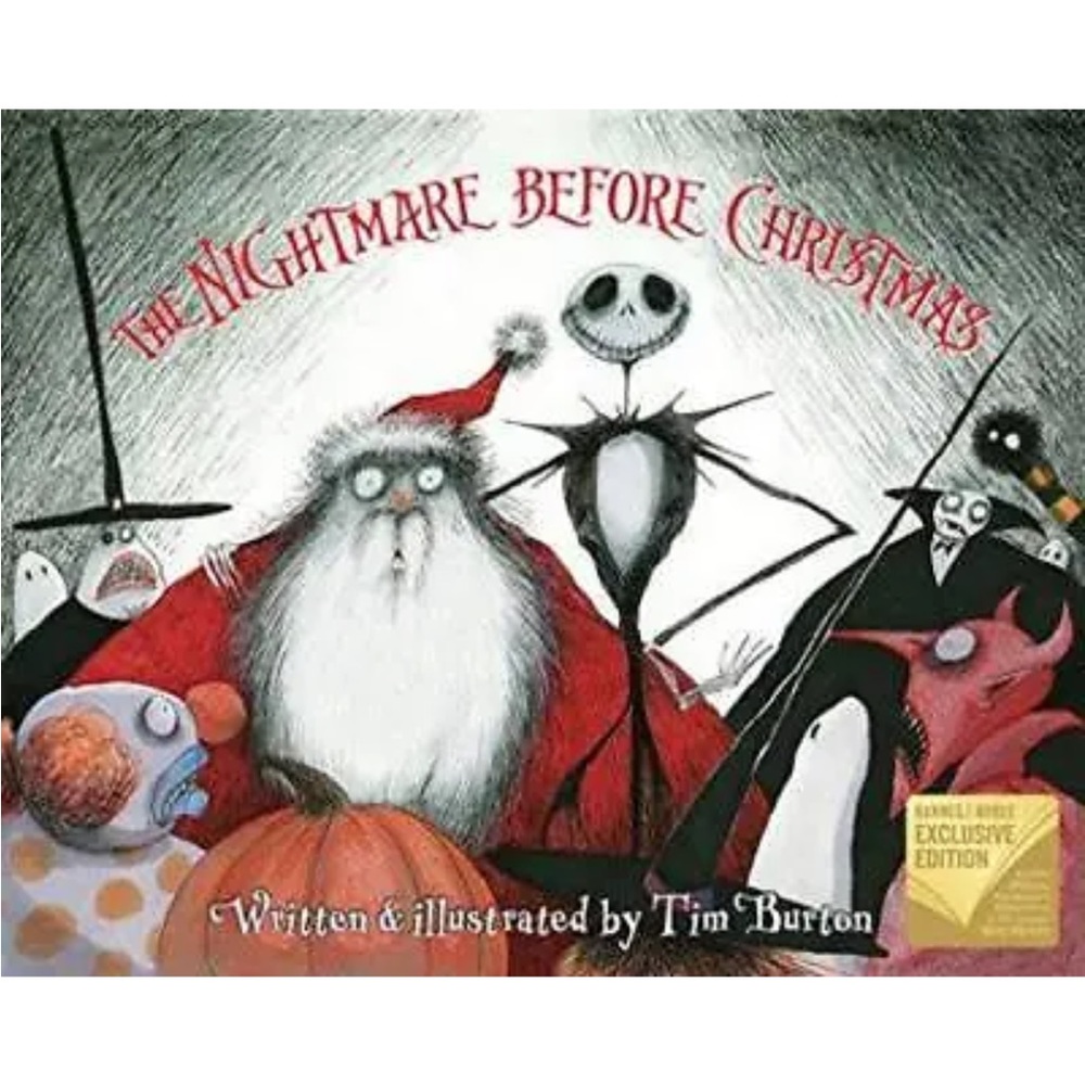 Tim Burton Nightmare Before Christmas Santa  Hard Cover Book w/ DVD & 13 Prints‎